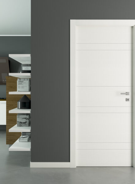 Porta laccata incisa living bianco poro - LV02 Sololegno AIP