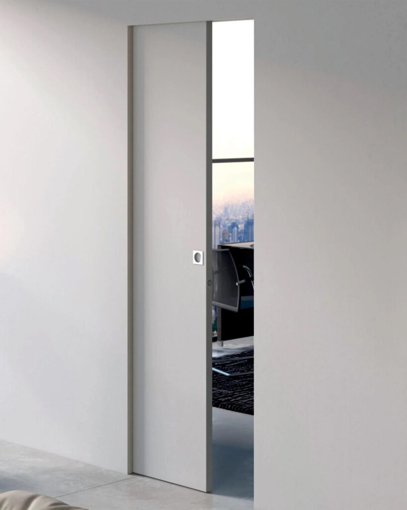 Porte scorrevoli rasomuro con mano di fondo - Sololegno AIP