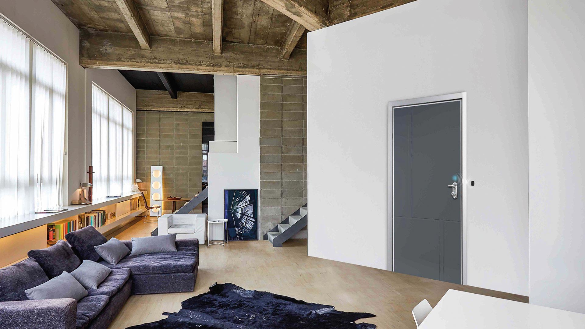 Porta blindata Next Elettra Wall Security con rivestimento pantografato Dandy mod 5x RAL7011