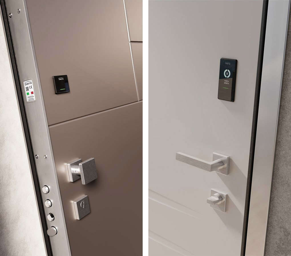 Porta blindata Hibry5 per case con domotica con sistema apertura sia meccanico che elettronico
