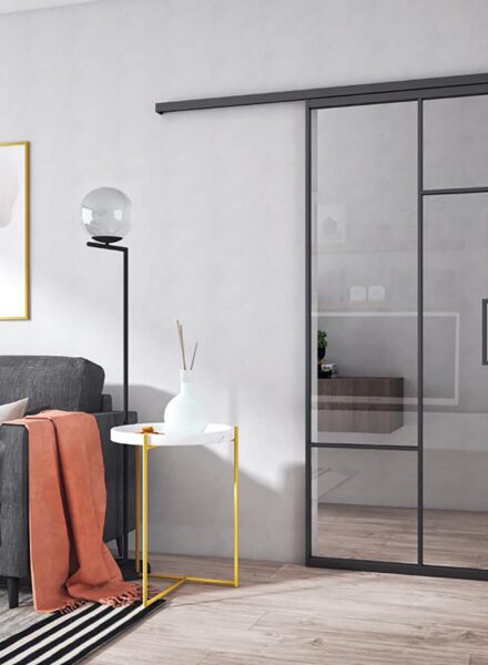Industrial Visioni - Porta scorrevole con vetro a scacchi Industrial Visioni - Porta scorrevole con vetro a scacchi
